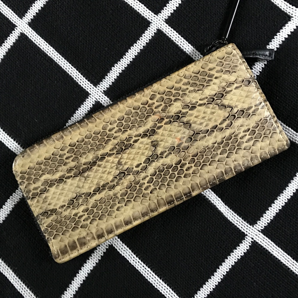 3.1 Phillip Lim Snakeskin Continental Zip Wallet